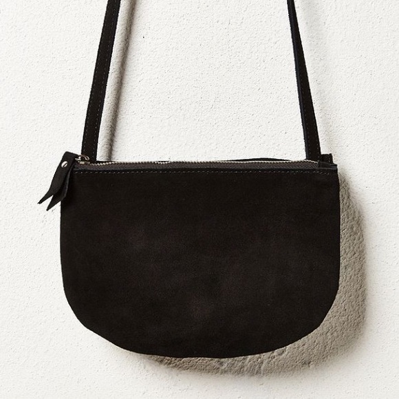 Urban Outfitters double pouch black suede cross body bag / purse - Picture 3 of 16